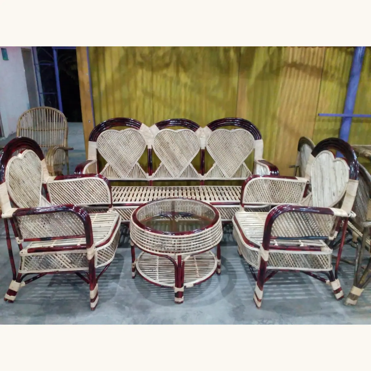 Raytan Bamboo Heart Sofa Set with 2 Seater And 1 Table SM-48