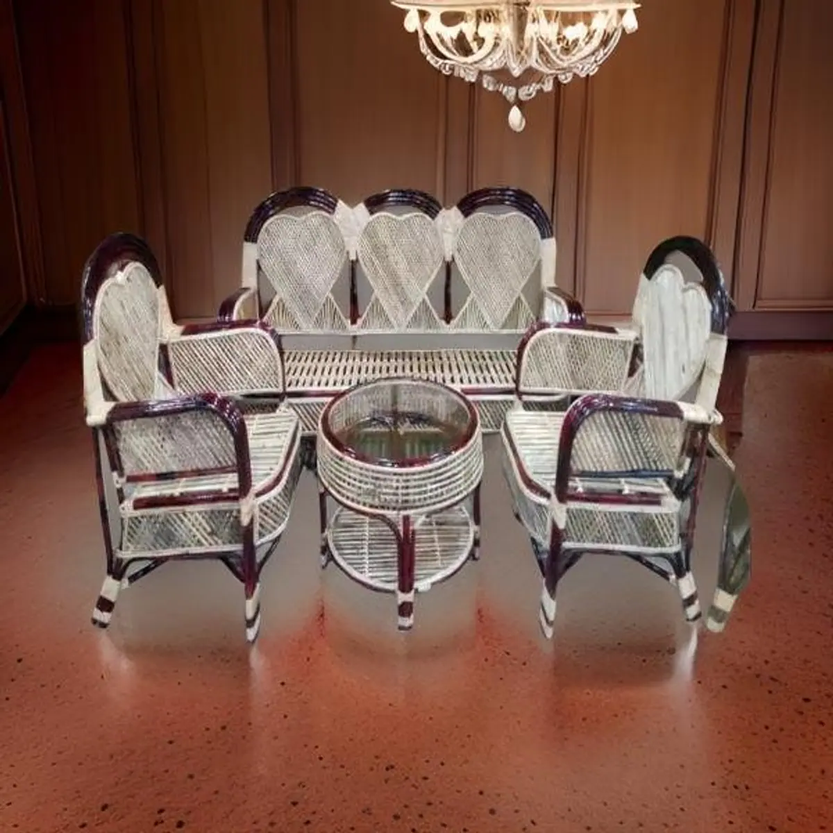 Raytan Bamboo Heart Sofa Set with 2 Seater And 1 Table SM-49